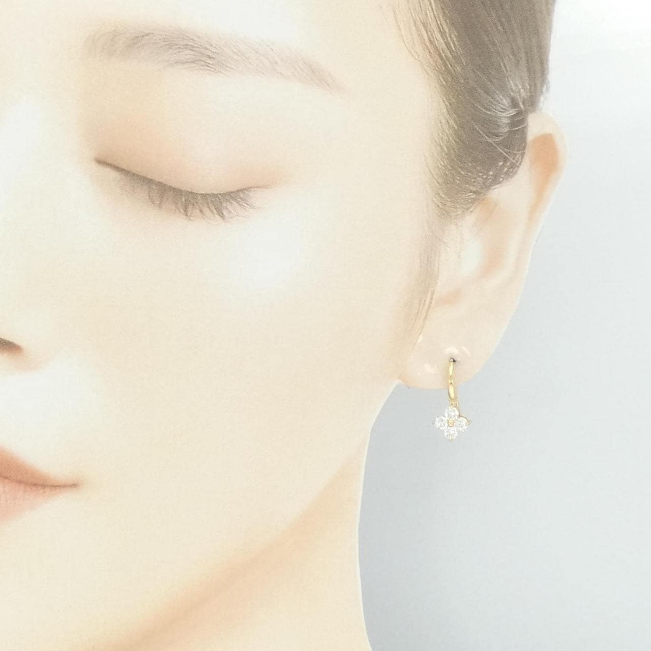 【リメイク】K18YG フラワー ダイヤモンド ピアス 1.00CT