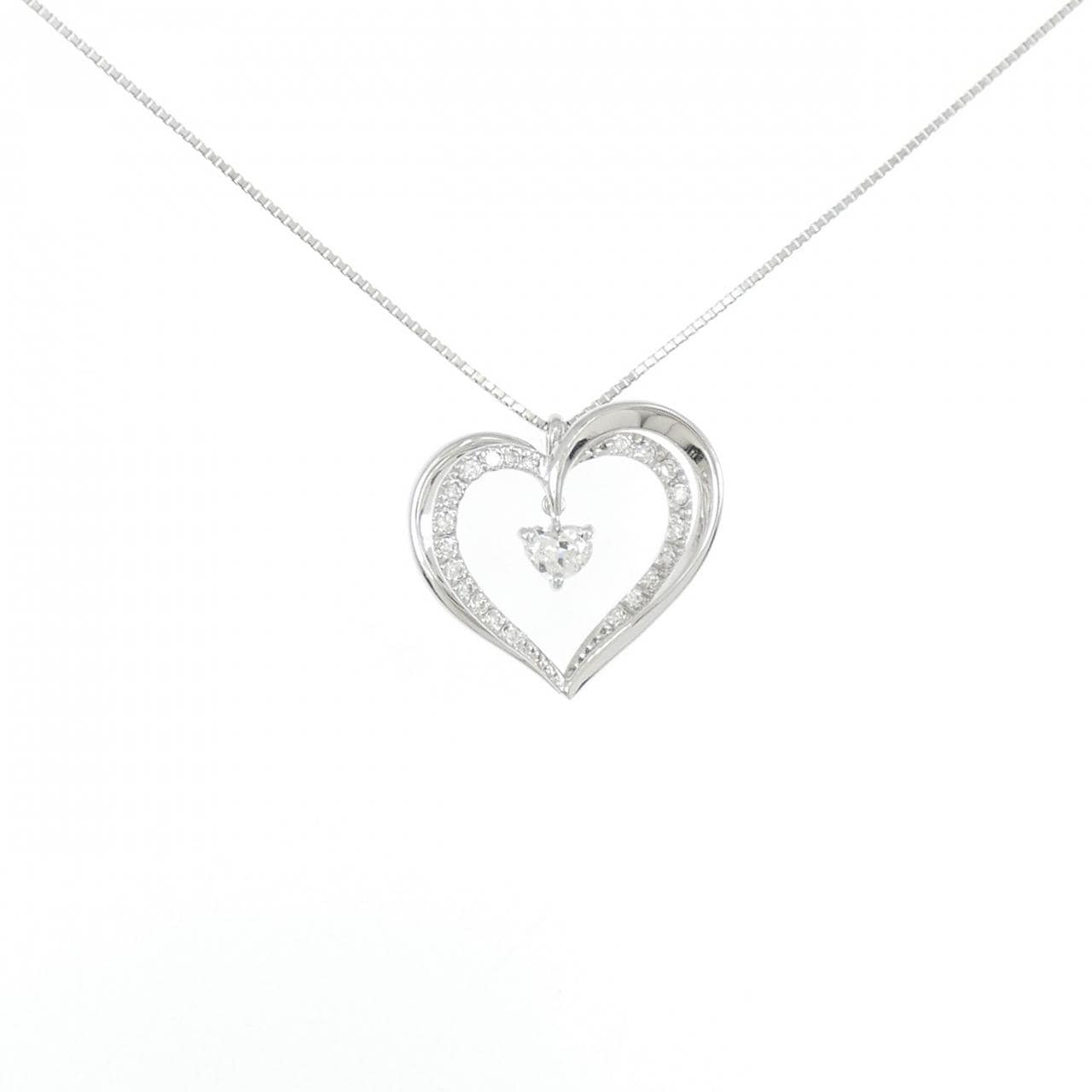 K18WG ハート ダイヤモンド ネックレス 0.219CT