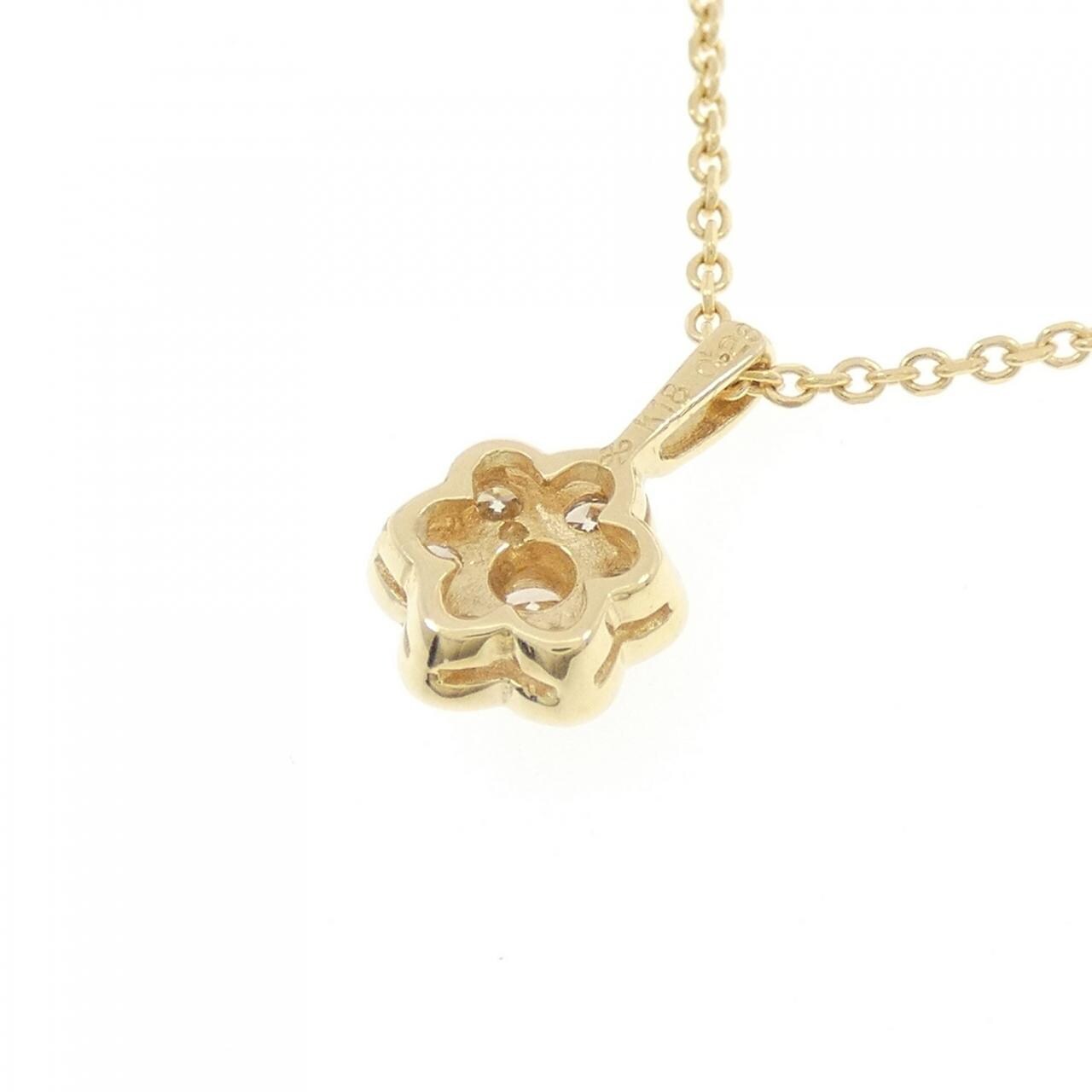 K18YG/750YG フラワー ダイヤモンド ネックレス 0.28CT