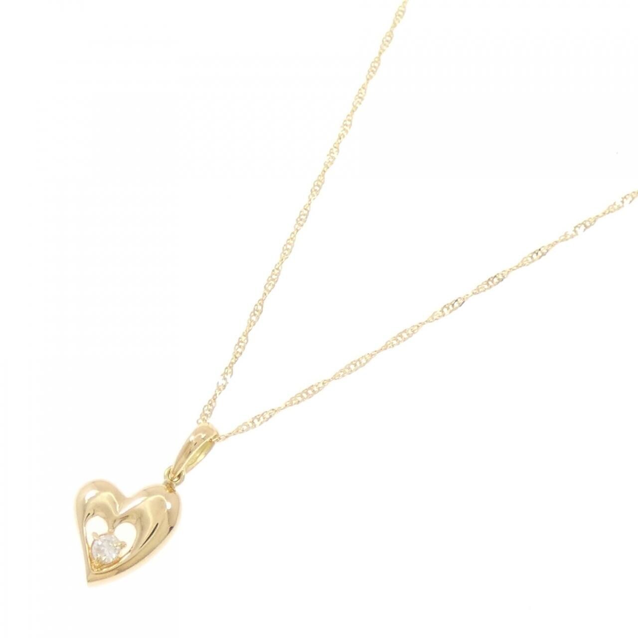 K18YG/750YG ハート ダイヤモンド ネックレス 0.05CT