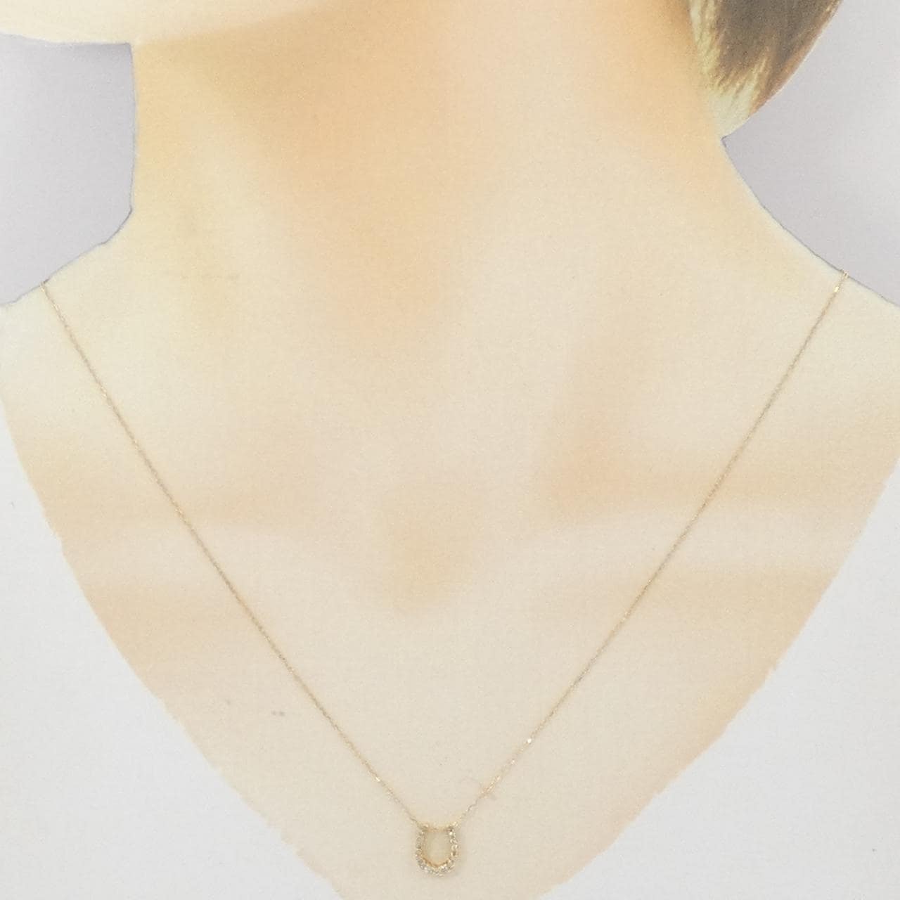K18YG ホースシュー ダイヤモンド ネックレス 0.11CT