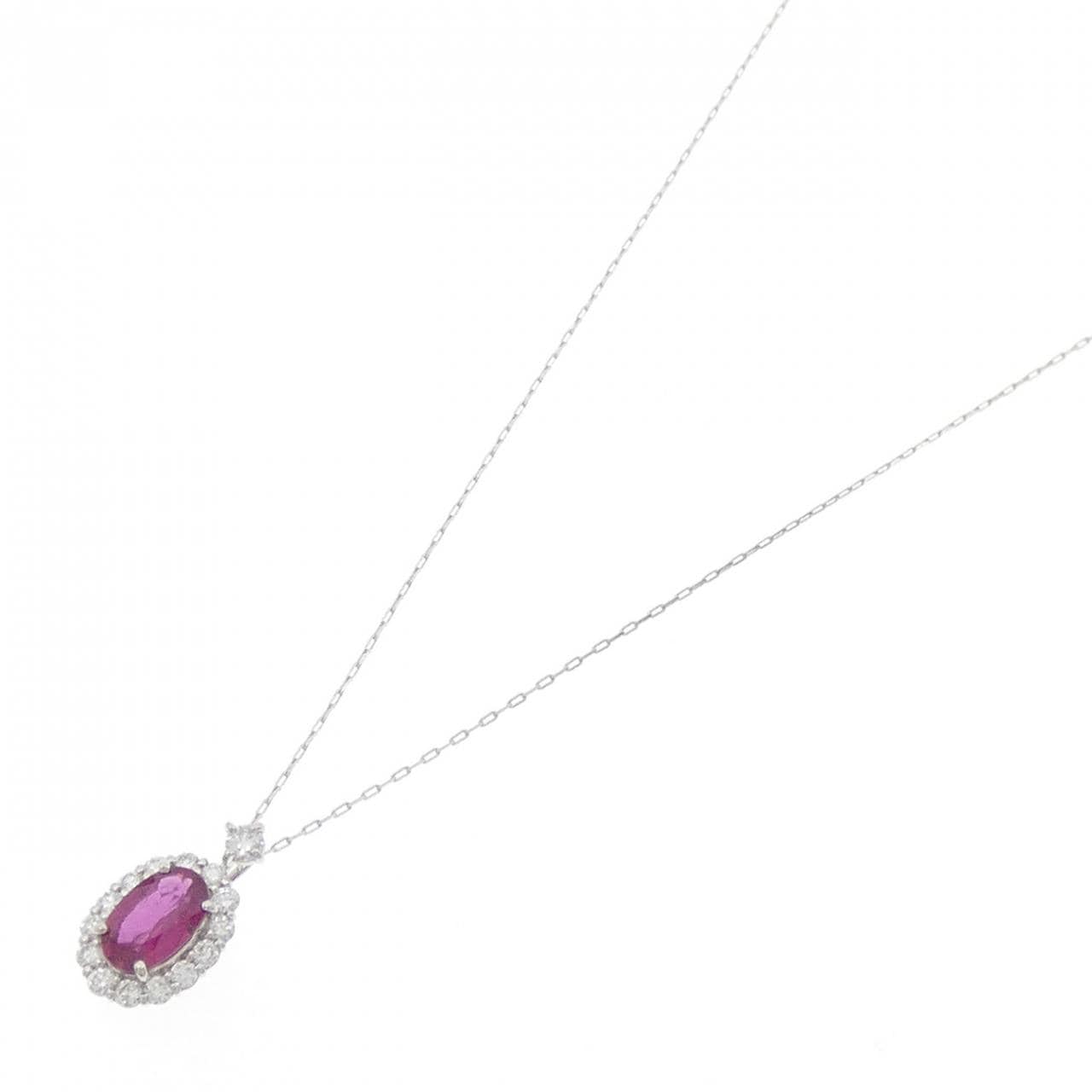 【新品】PT900/PT850 ルビー ネックレス 0.45CT