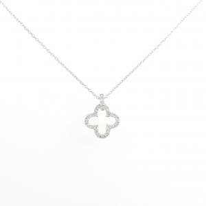 K18WG クローバー ダイヤモンド ネックレス 0.14CT