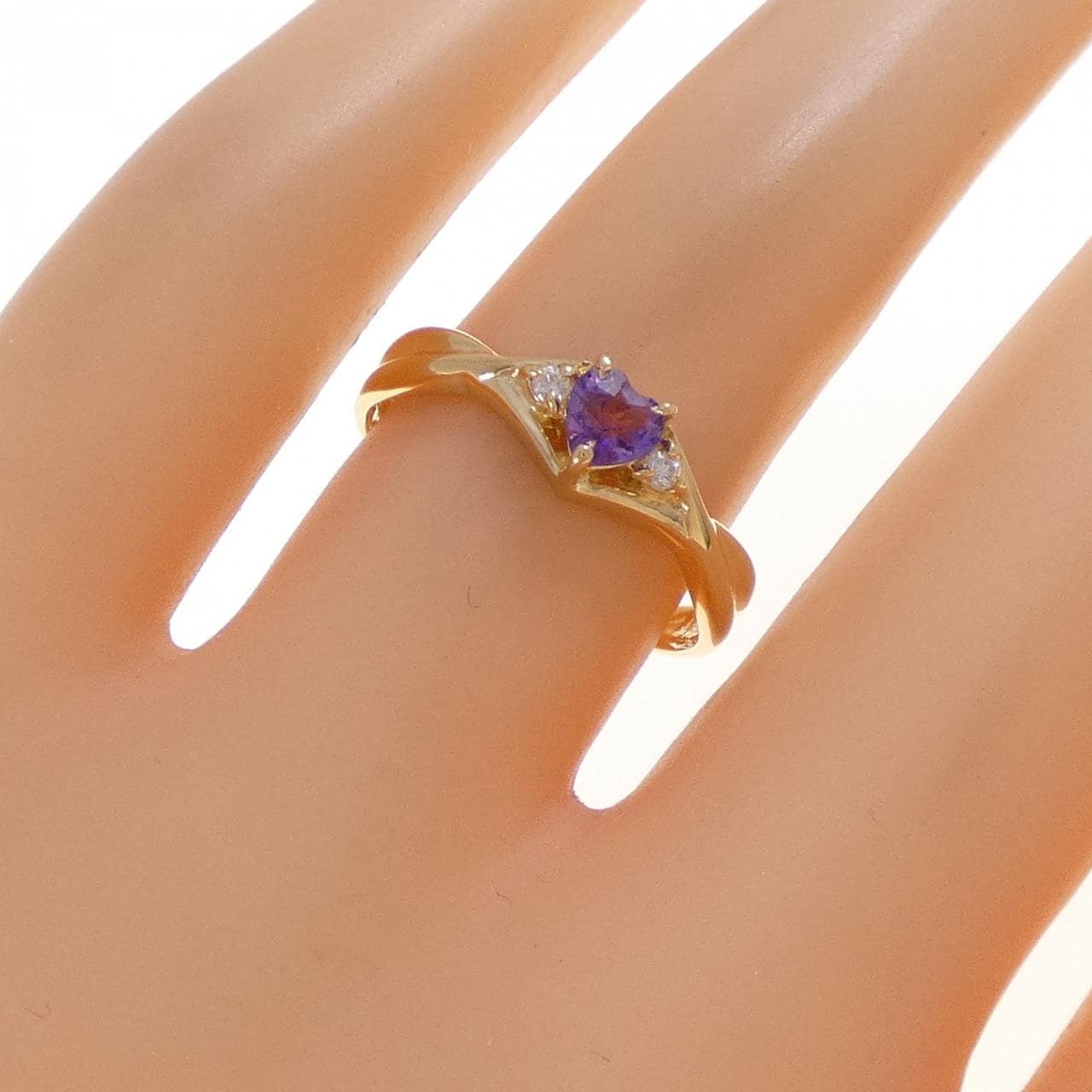 K18YG ハート アメジスト リング