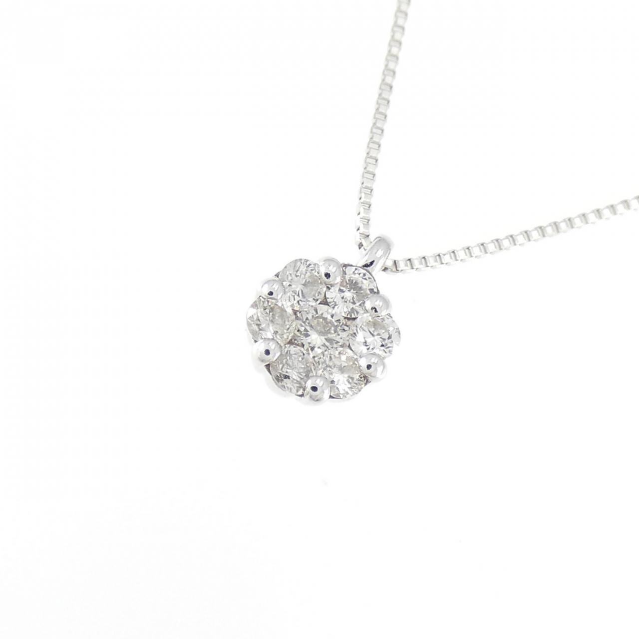 K18WG フラワー ダイヤモンド ネックレス 0.20CT