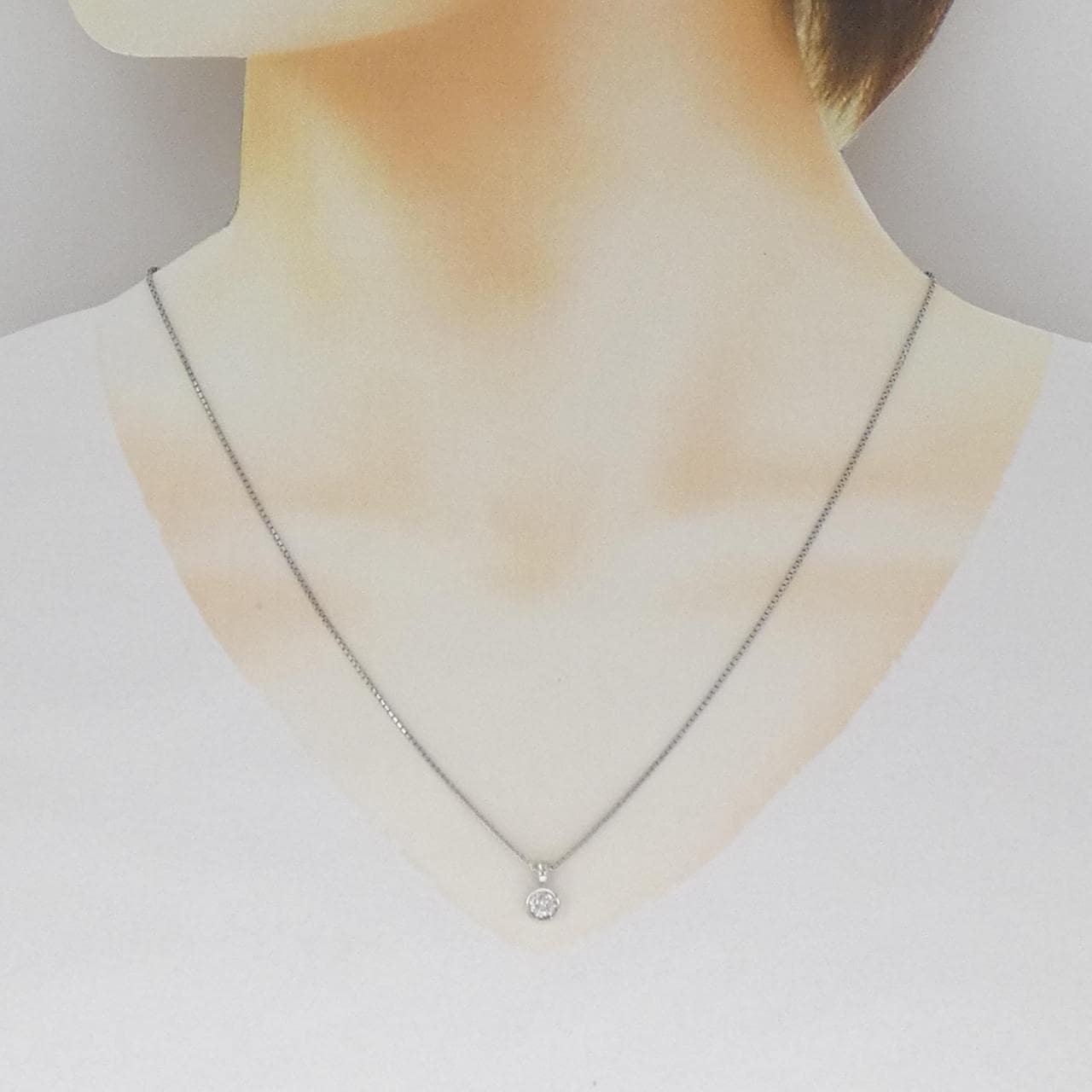 PT900/PT850 ソリティア ダイヤモンド ネックレス 0.341CT