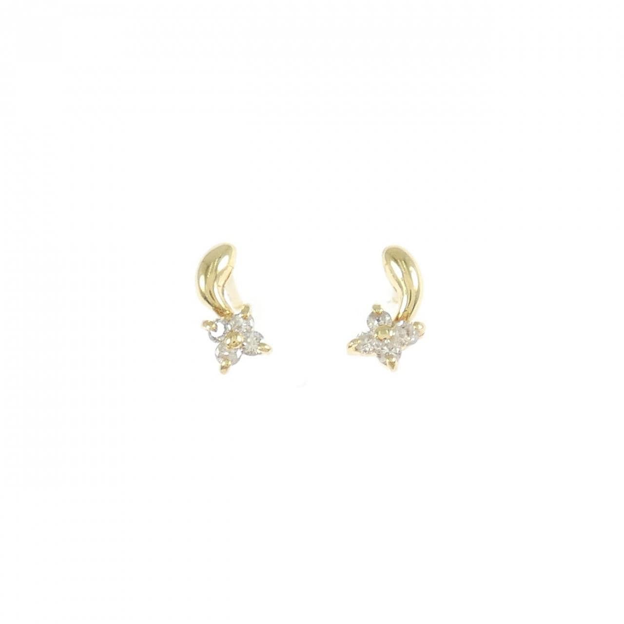 K18YG フラワー ダイヤモンド ピアス 0.08CT
