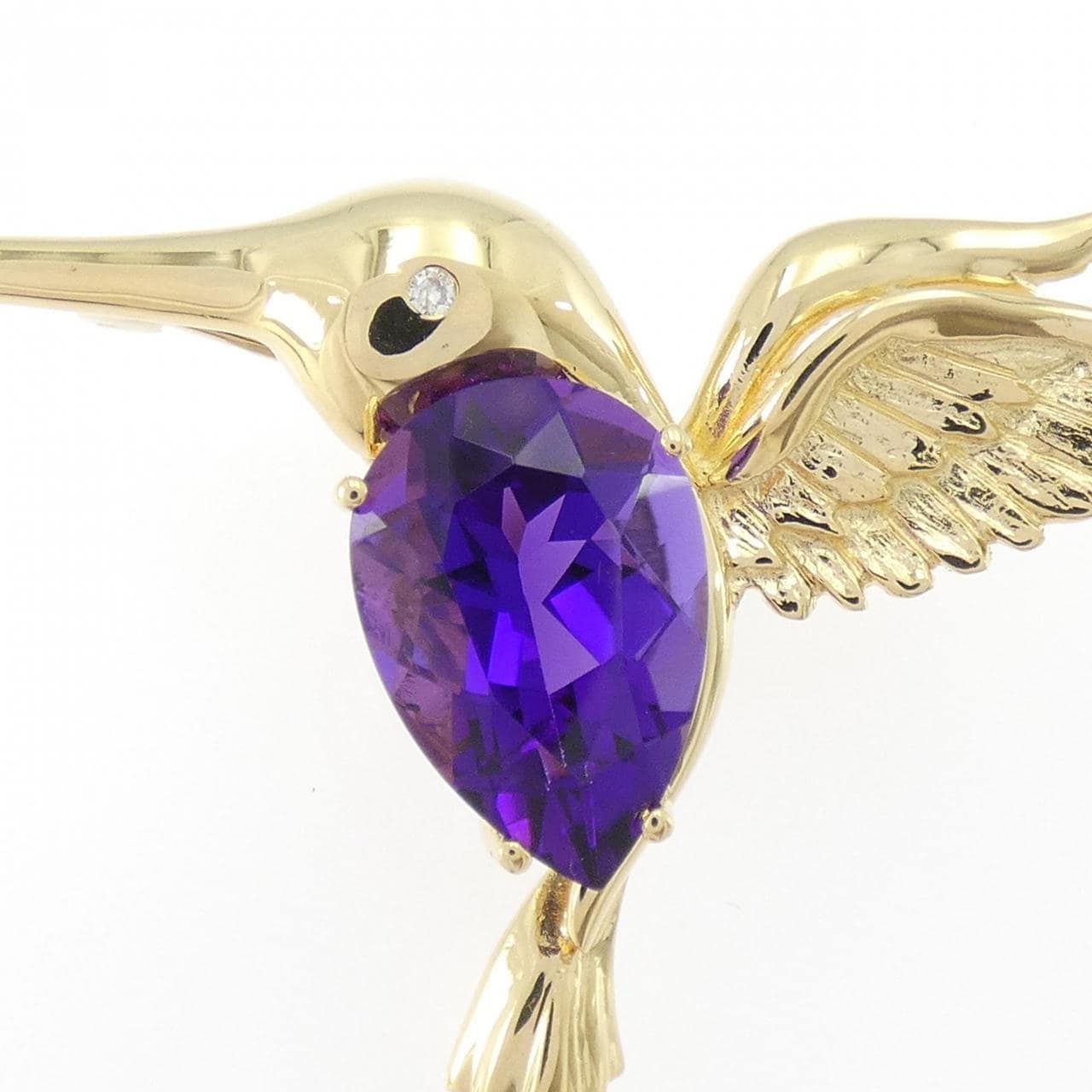 18KYG バード アメジスト ブローチ 3.25CT