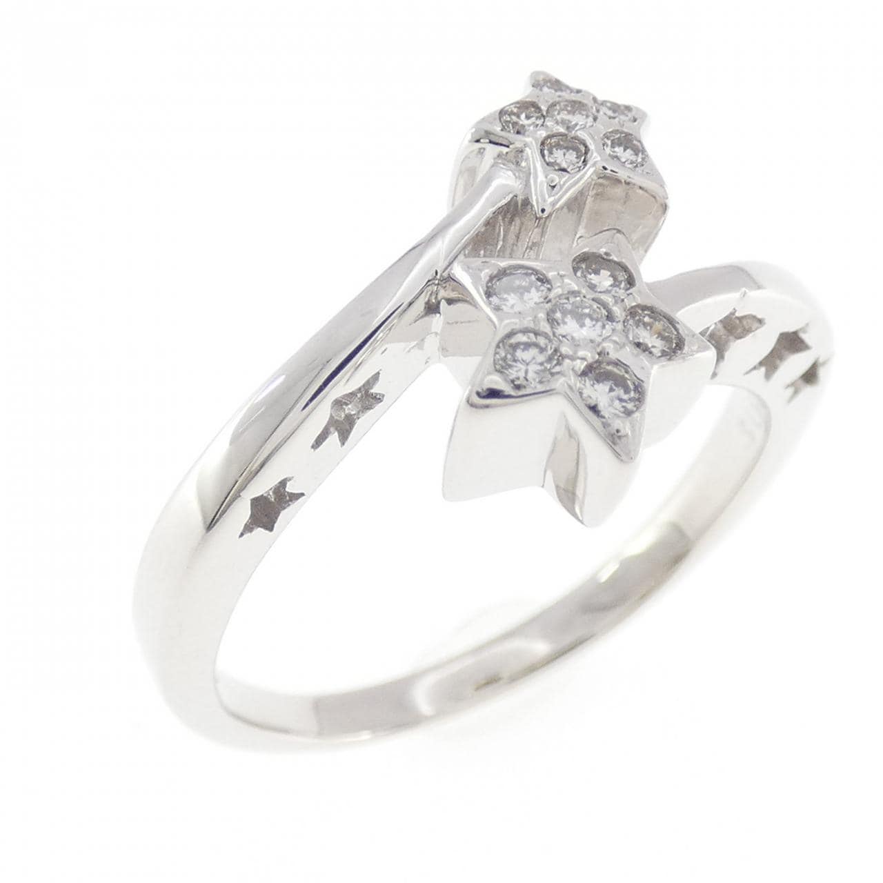 K18WG スター ダイヤモンド リング 0.15CT