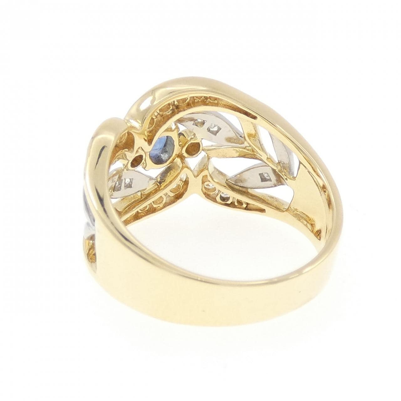 K18YG/PT サファイヤ リング 0.41CT