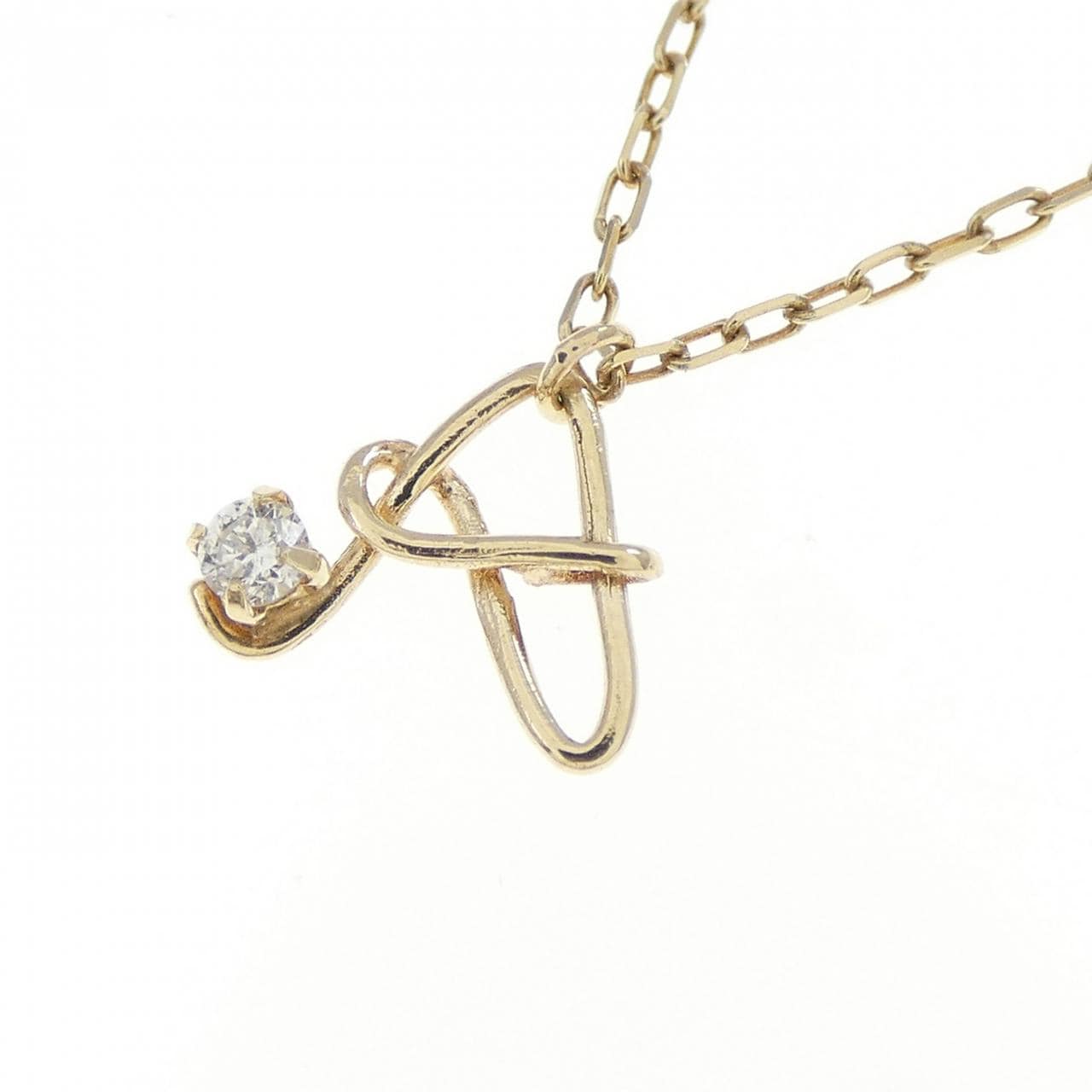 K10YG Initial A Diamond Necklace 0.02CT