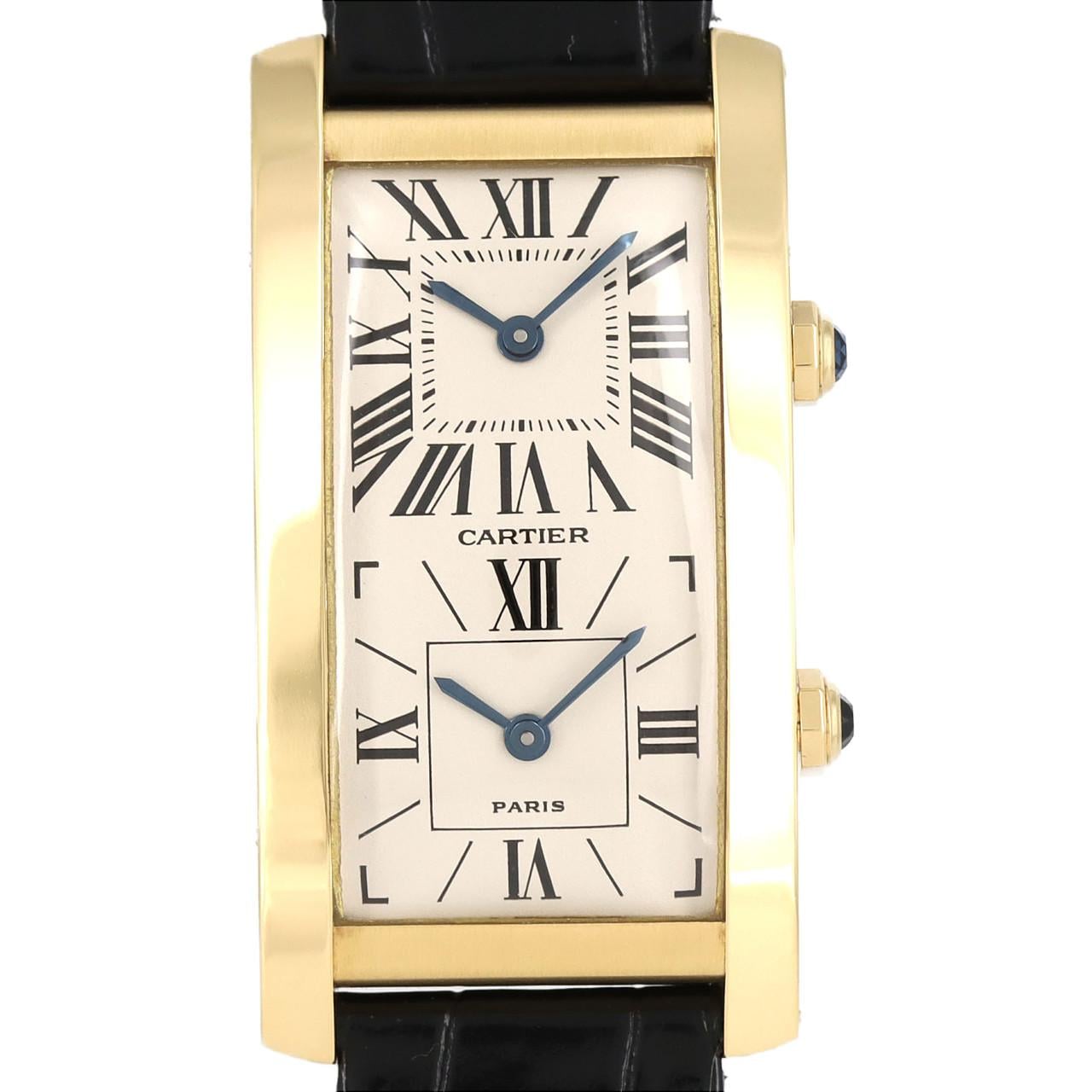 Cartier Tank Cintrée 2 Time Zone YG W1506253 YG Manual Winding