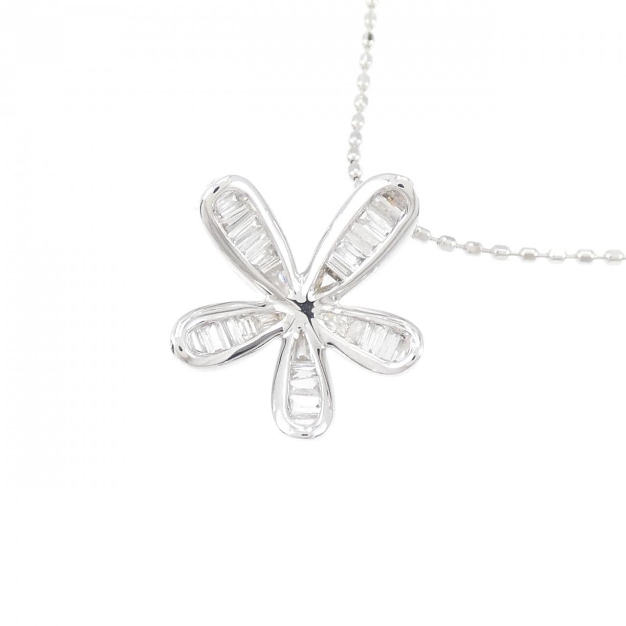 K18WG flower Diamond necklace 0.20CT