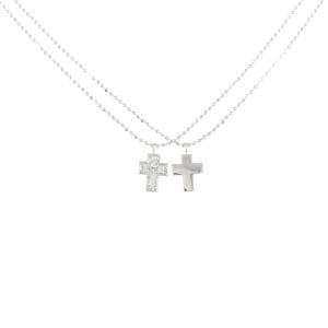 K18WG クロス ダイヤモンド ネックレス 0.08CT