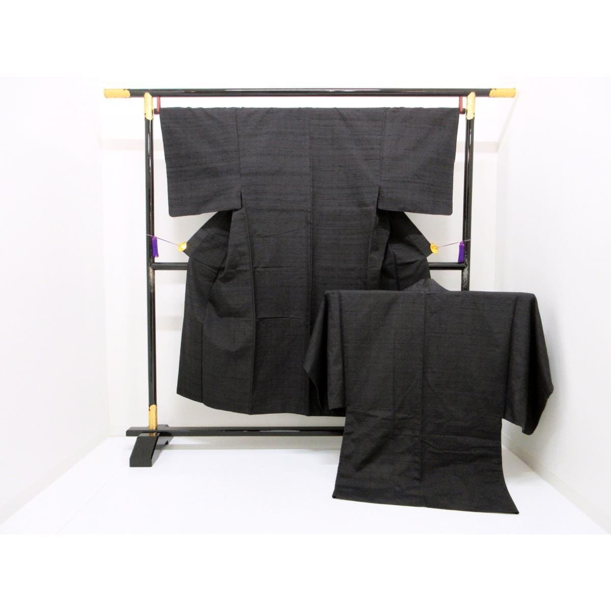 Men's pongee kimono and haori 2-piece set