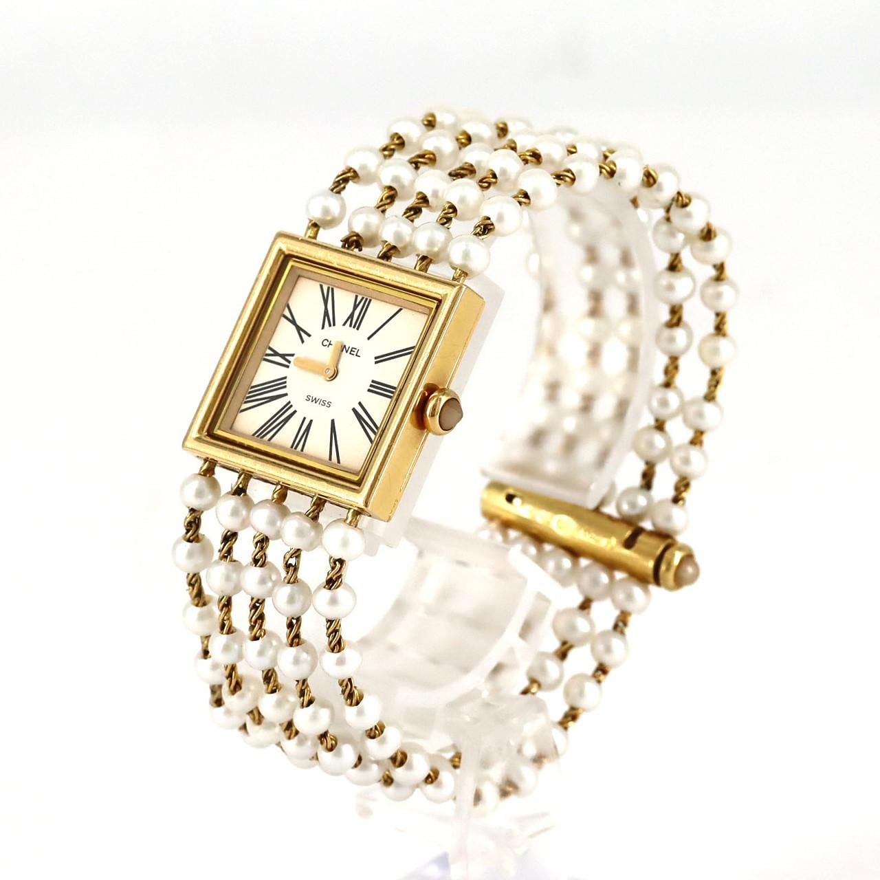 【ノーメンテナンス特価】シャネル マドモアゼル YG･パールブレス Lサイズ H0007 YG クォーツ
