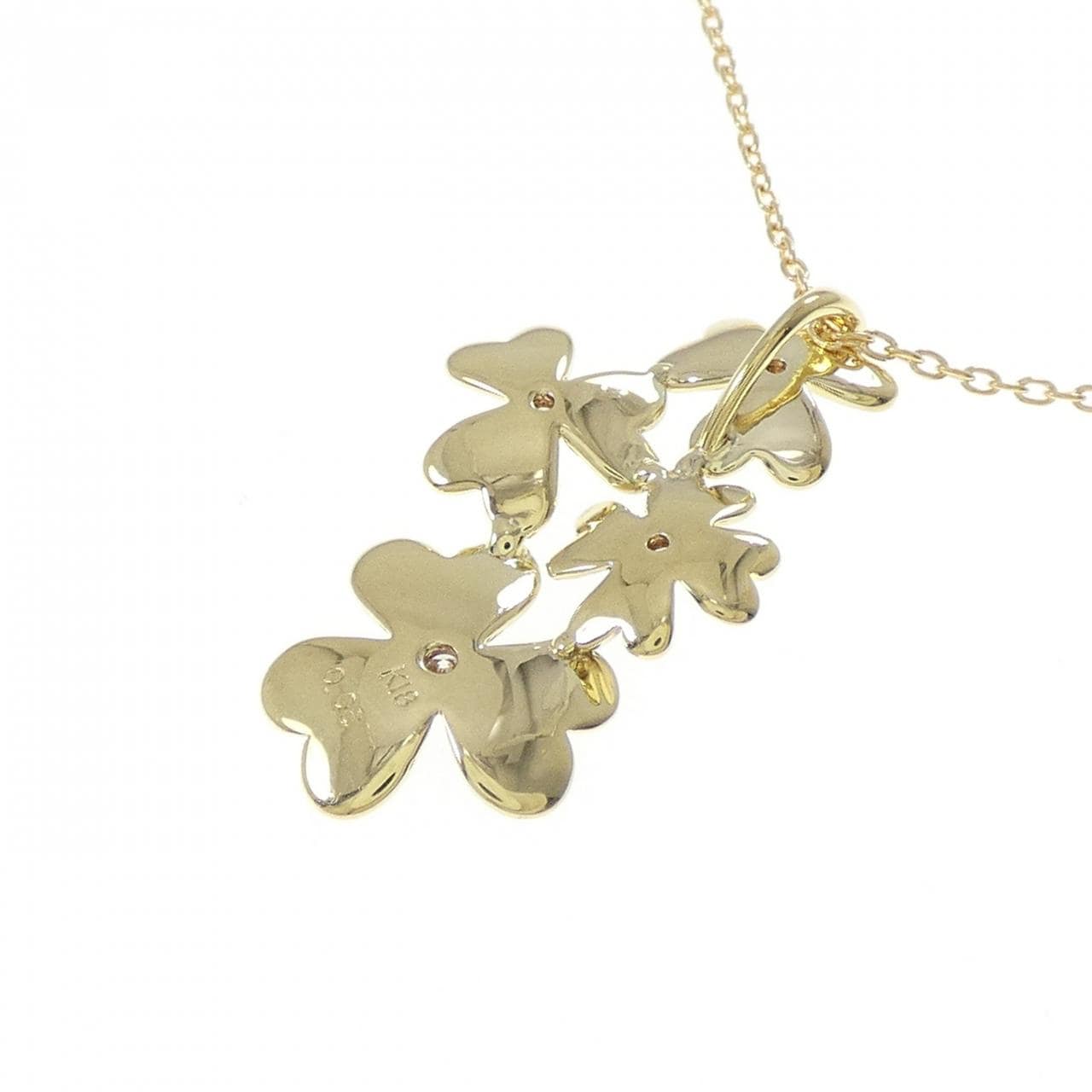 K18YG フラワー ダイヤモンド ネックレス 0.06CT