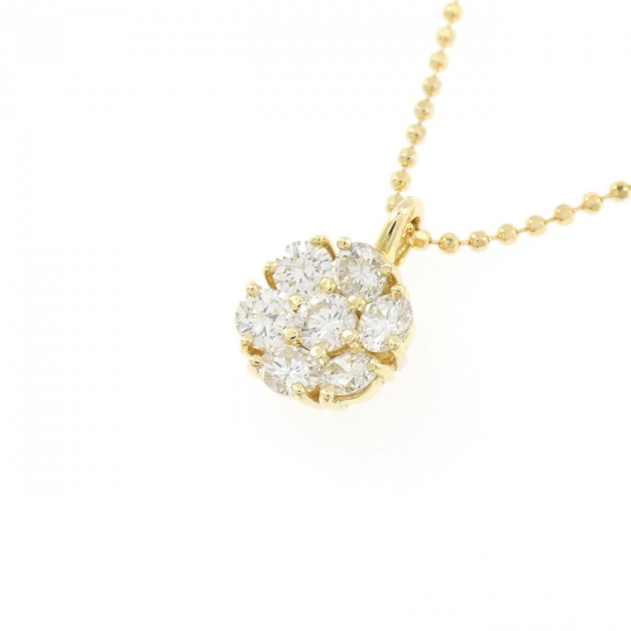 K18YG フラワー ダイヤモンド ネックレス 0.50CT