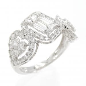 K18WG ハート ダイヤモンド リング 1.00CT