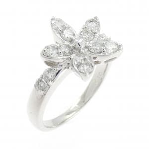 K18WG フラワー ダイヤモンド リング 0.50CT