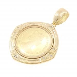 K18YG(枠) ダイヤモンド コイン 0.08CT ペンダント