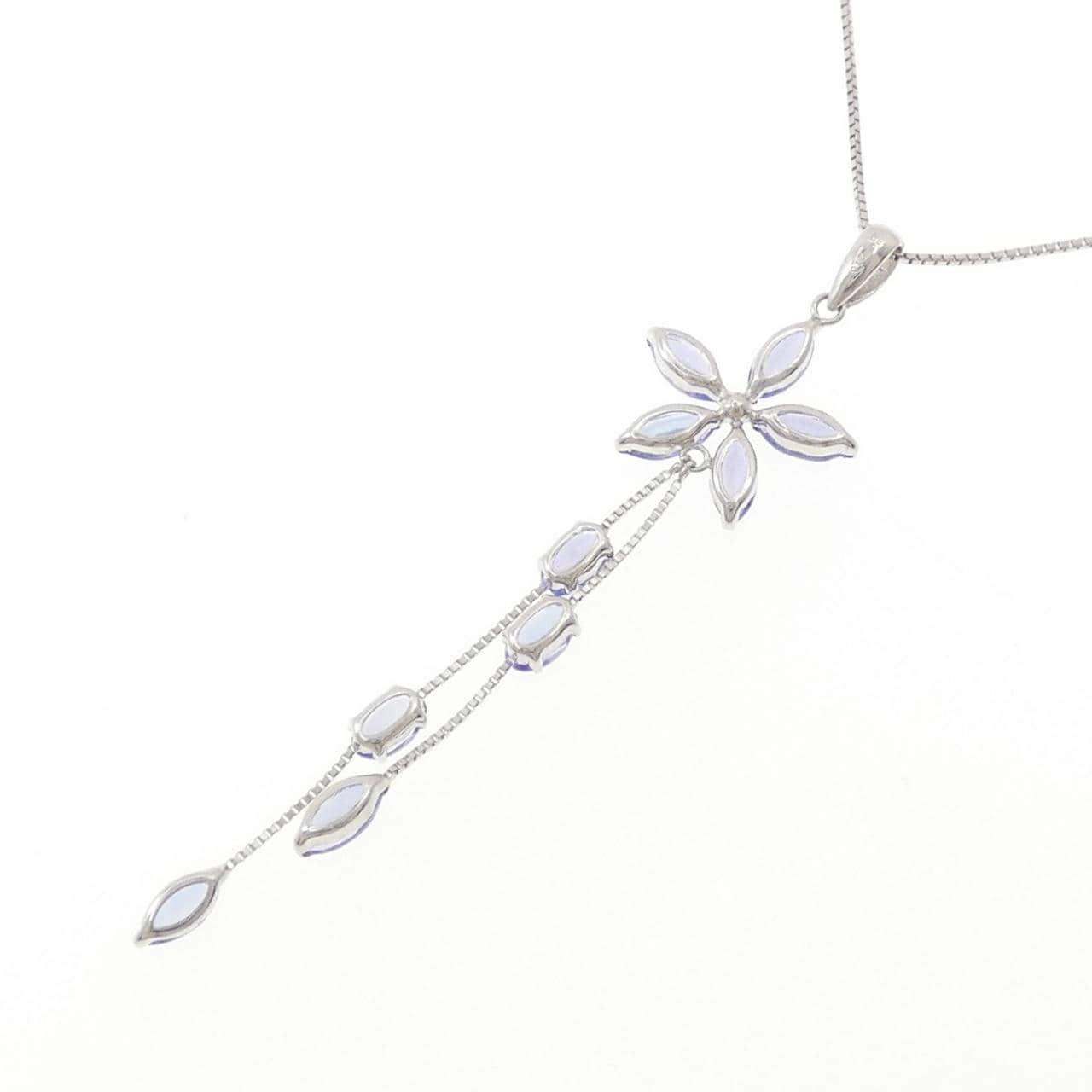 K18WG フラワー タンザナイト ネックレス 2.10CT