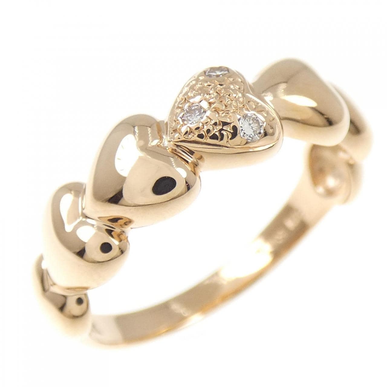 K18PG Heart Diamond Ring 0.03CT