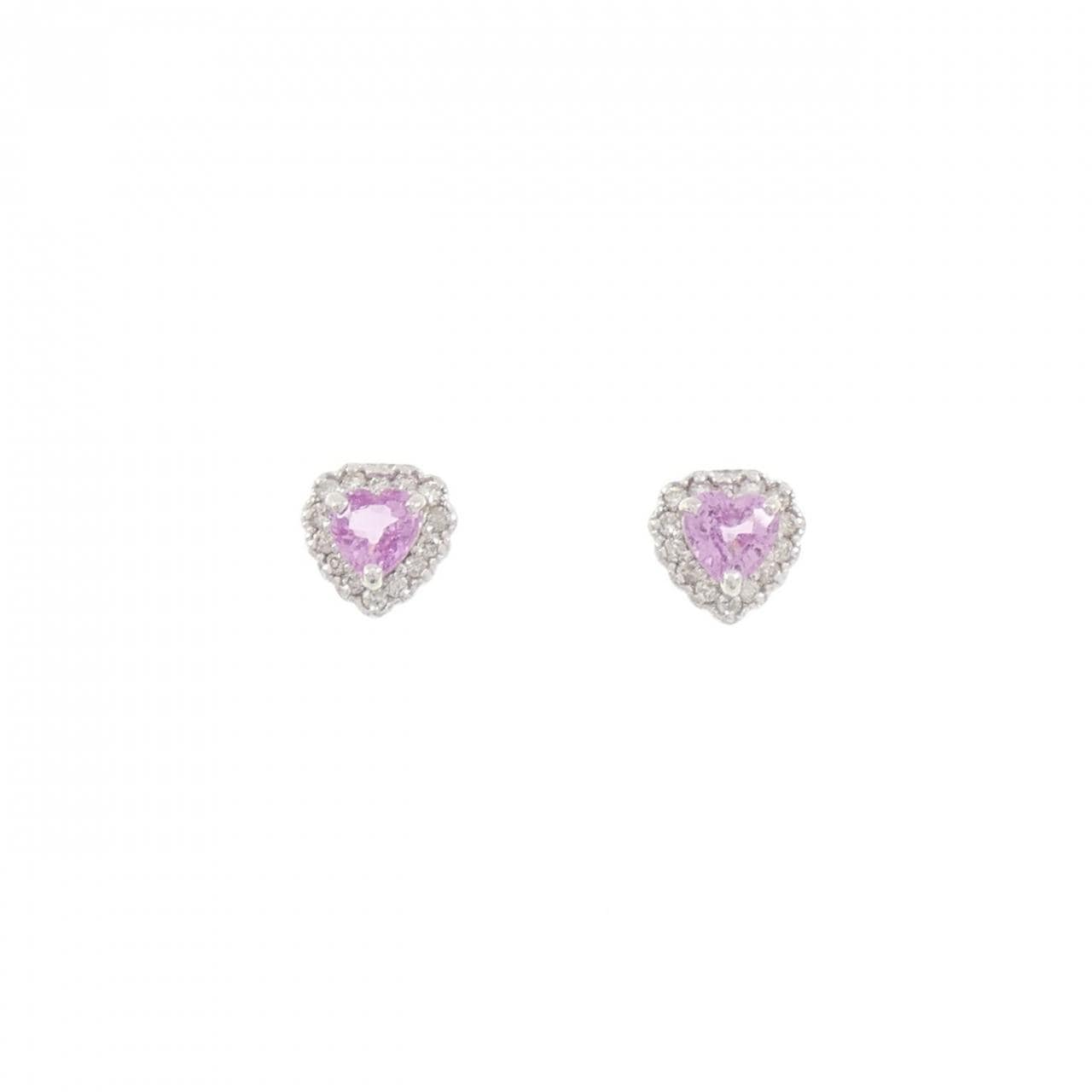 K18WG ハート サファイヤ ピアス 0.56CT