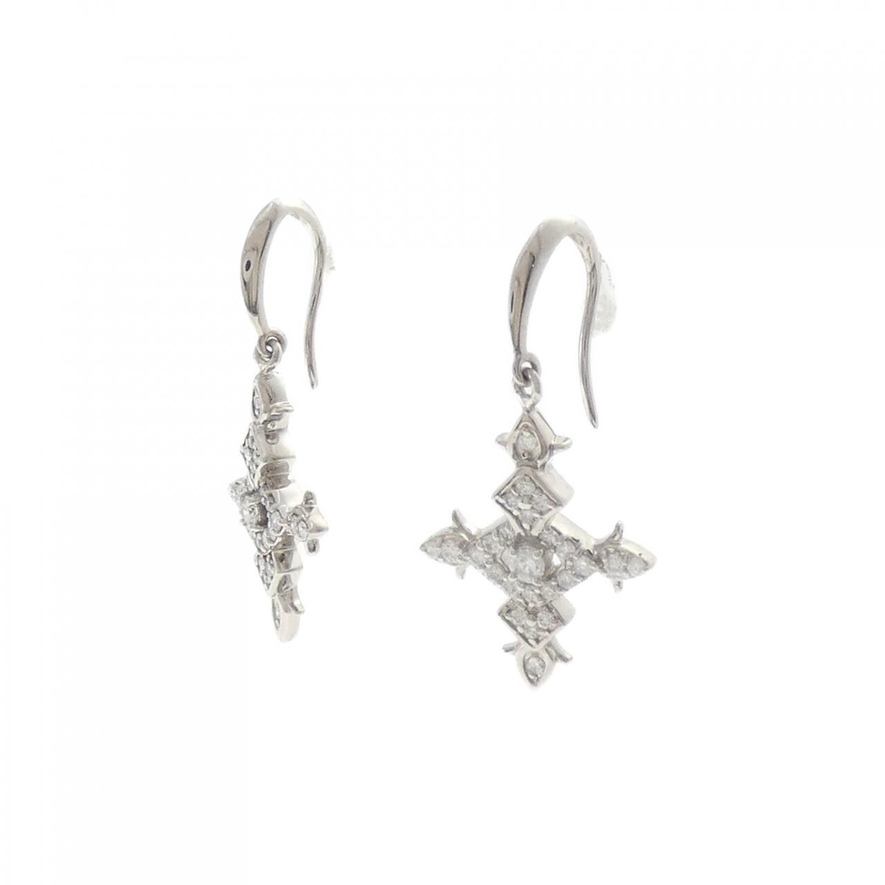 PT900 クロス ダイヤモンド ピアス 0.34CT