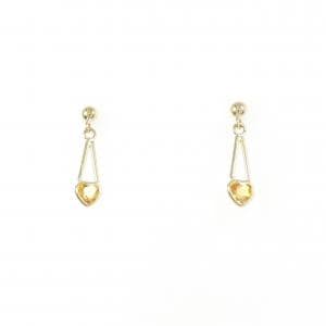 K18YG ハート シトリン ピアス