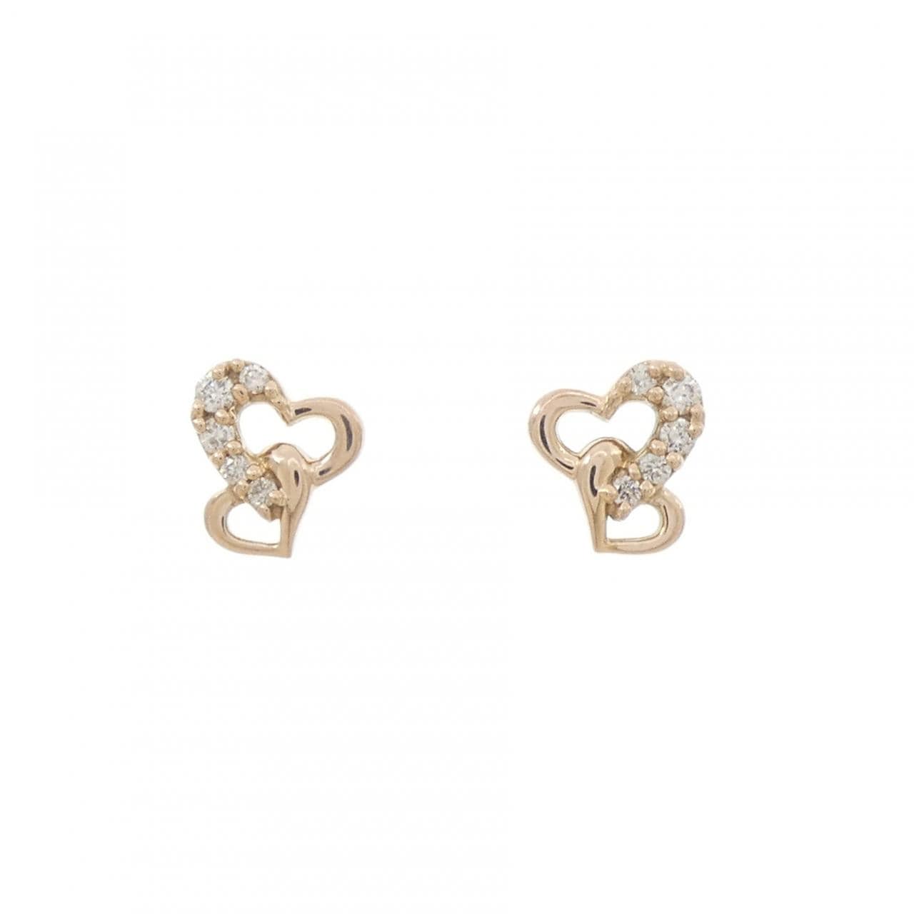 K18PG ハート ダイヤモンド ピアス