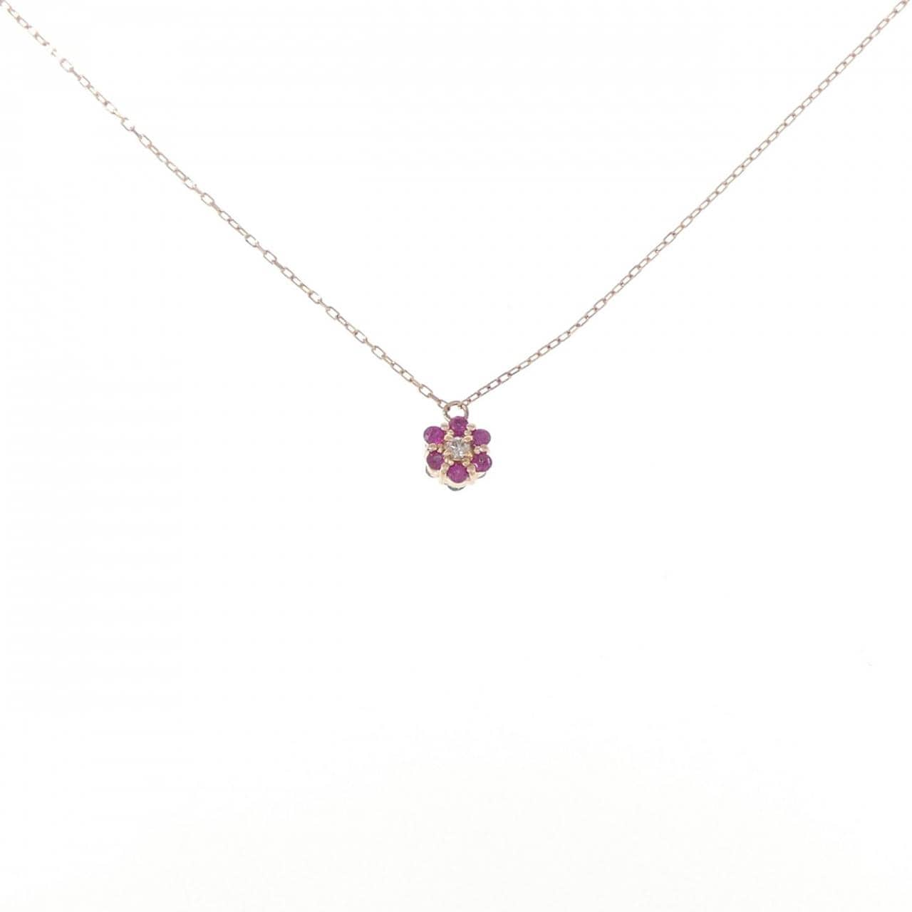 K10PG Flower Color Stone Necklace