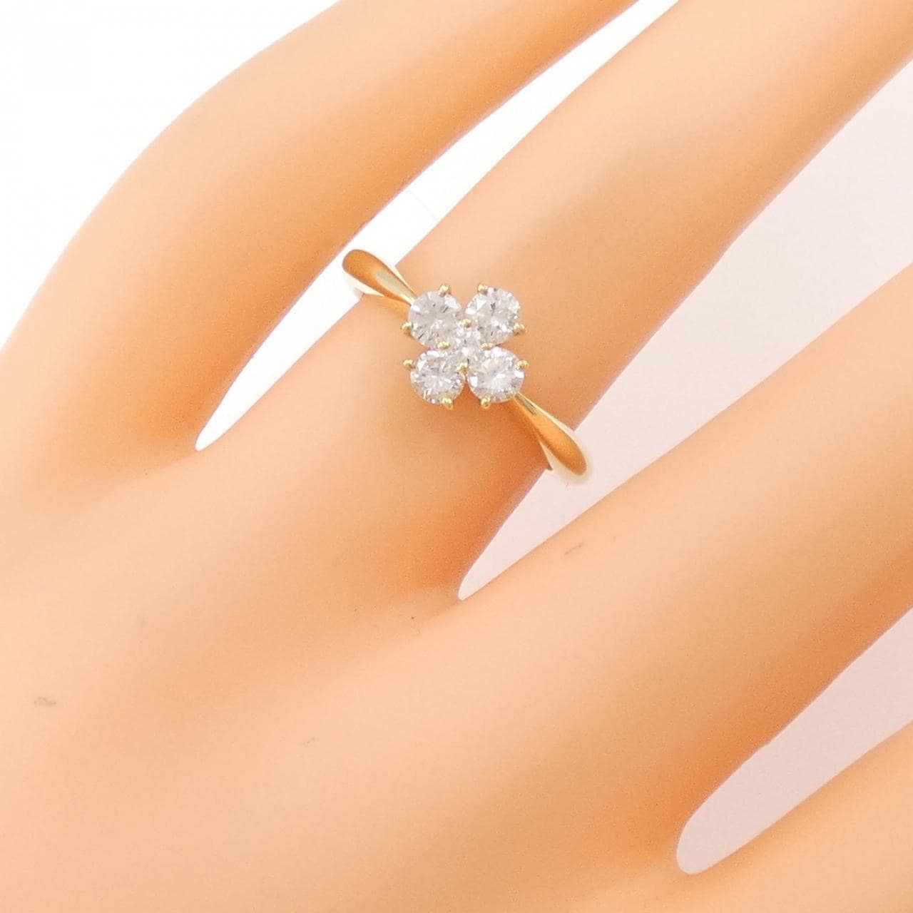 K18YG フラワー ダイヤモンド リング 0.50CT
