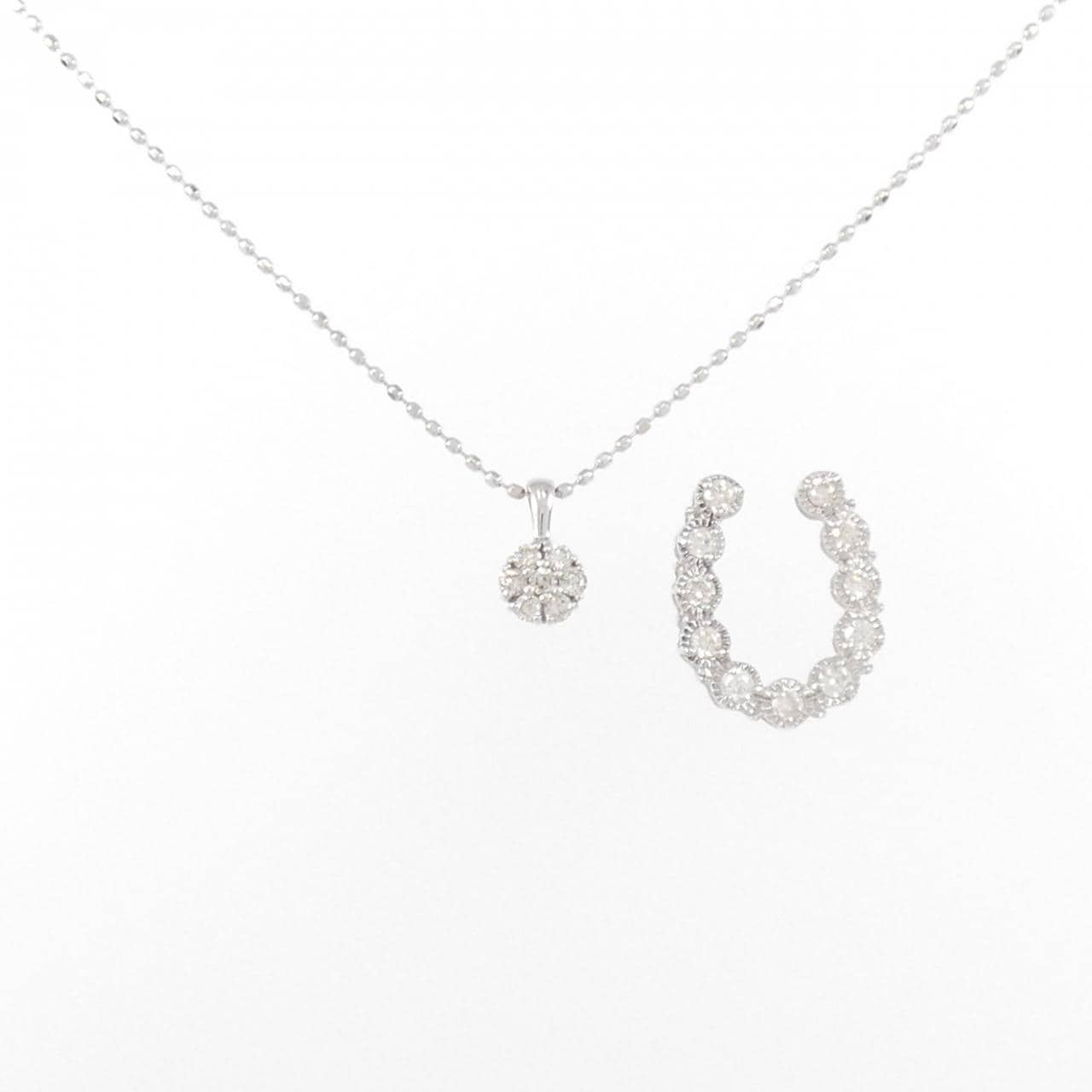 K18WG 2WAY ダイヤモンド ネックレス 0.17CT