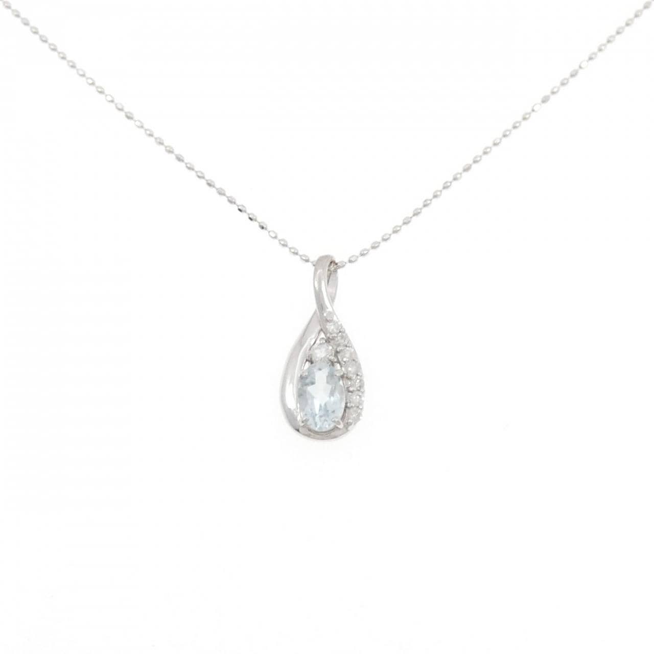 K18WG アクアマリン ネックレス 0.4CT