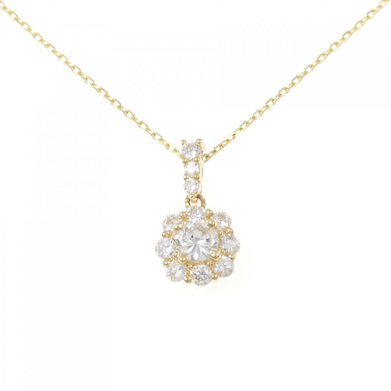 K18YG フラワー ダイヤモンド ネックレス 0.50CT