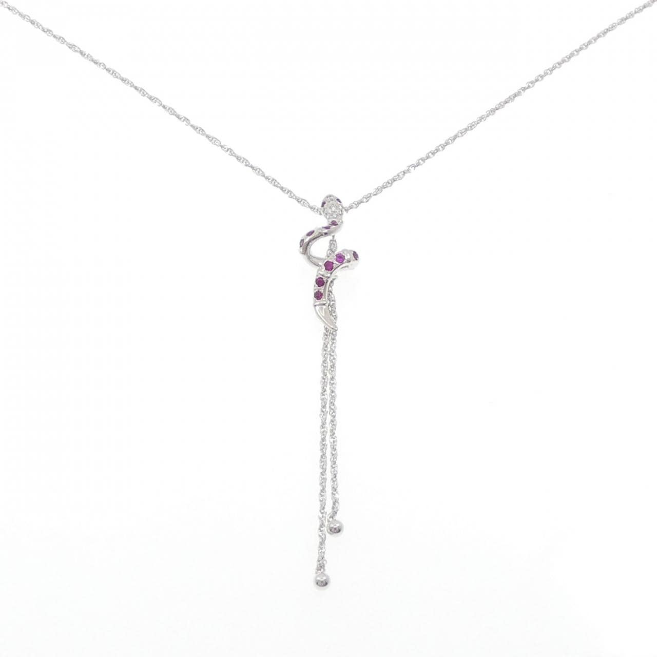 PT900/PT850 スネーク ルビー ネックレス 0.43CT