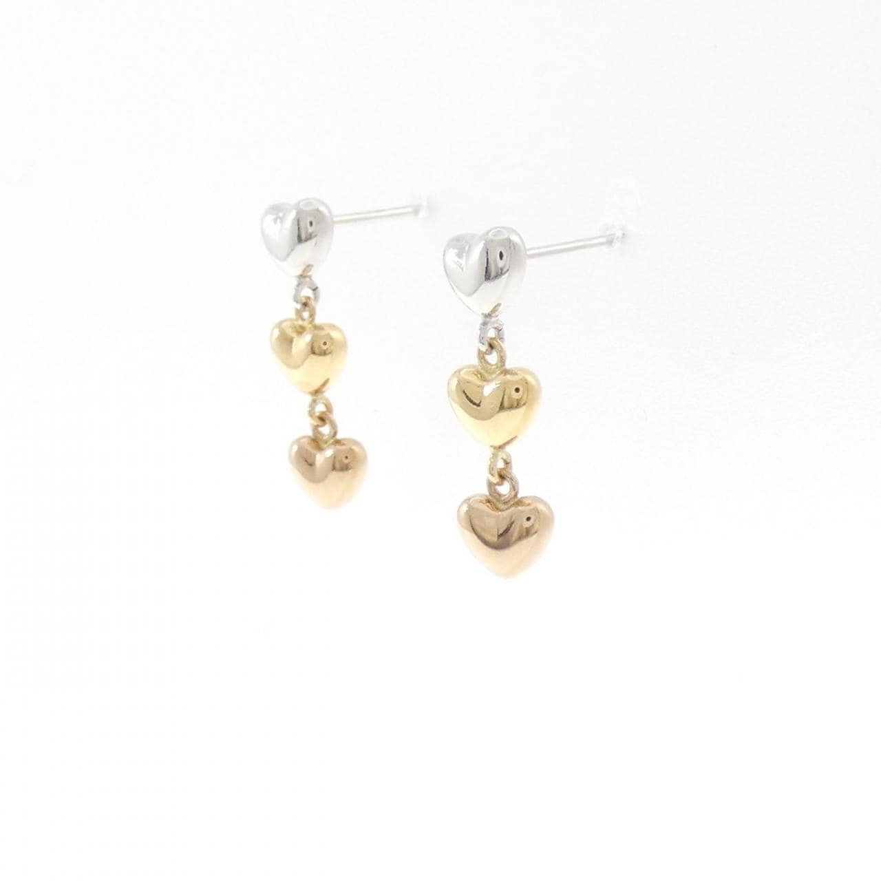 K18スリーカラー ハート ピアス