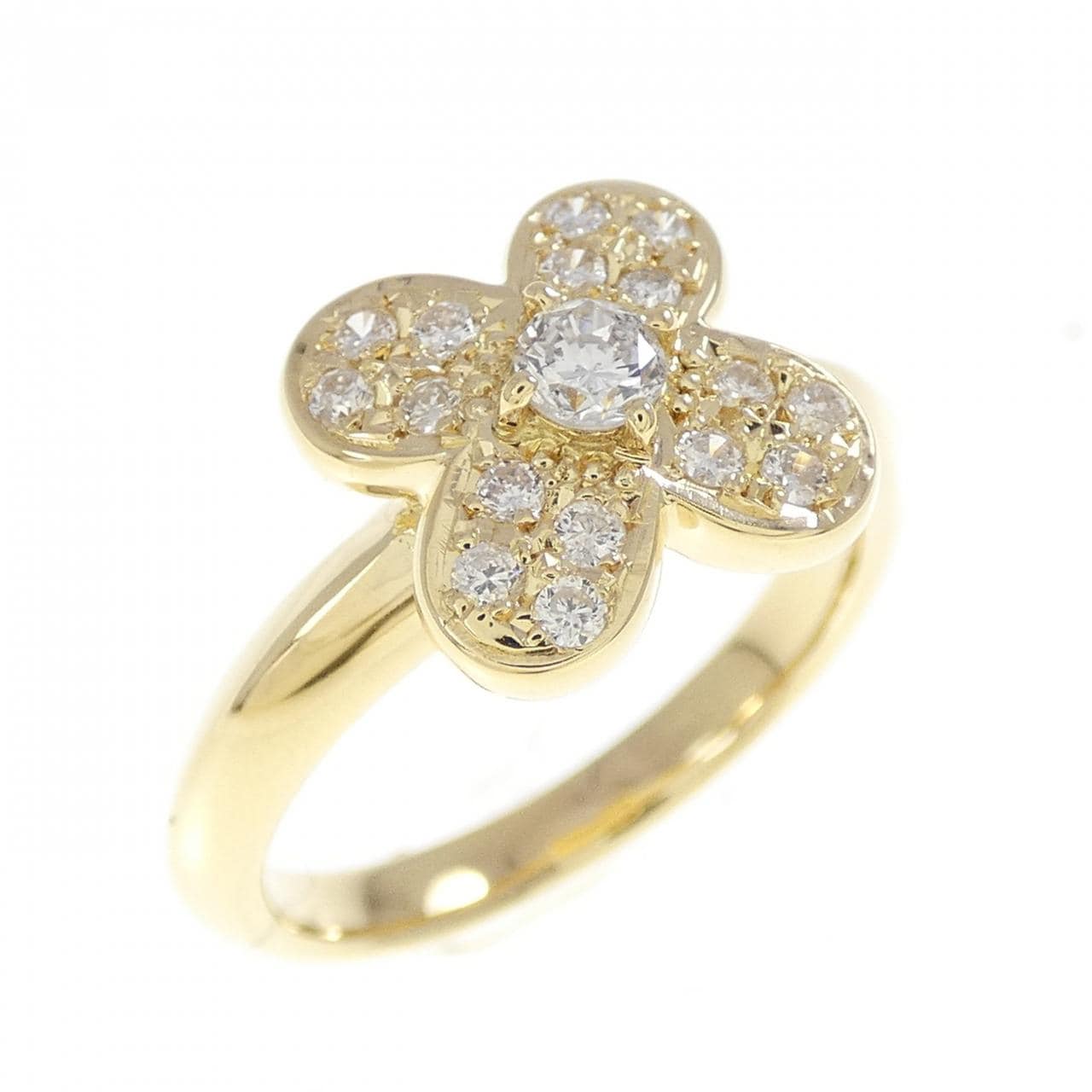 K18YG フラワー ダイヤモンド リング 0.11CT
