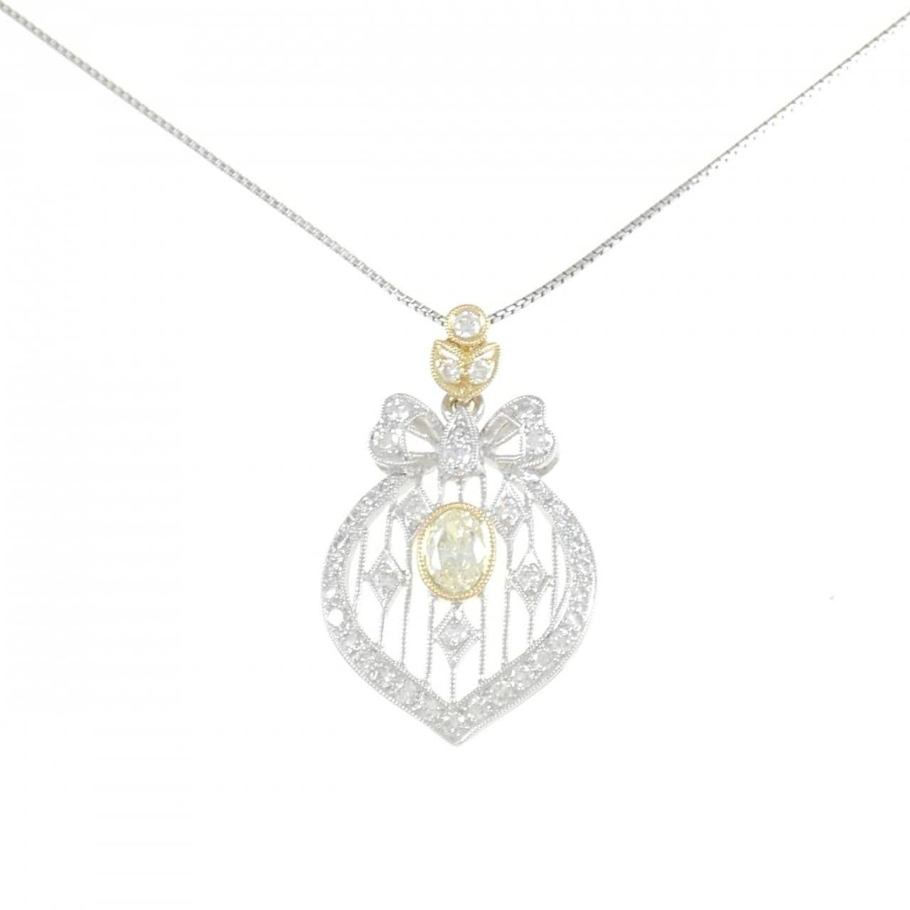 PT900/K18YG/PT850 ダイヤモンド ネックレス 0.46CT