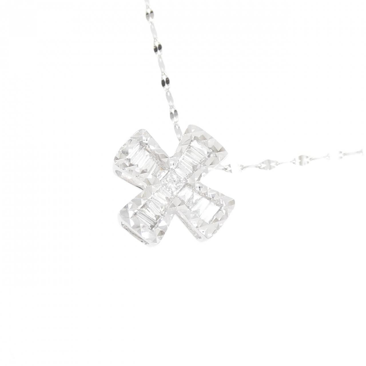 K18WG クロス ダイヤモンド ネックレス 0.20CT