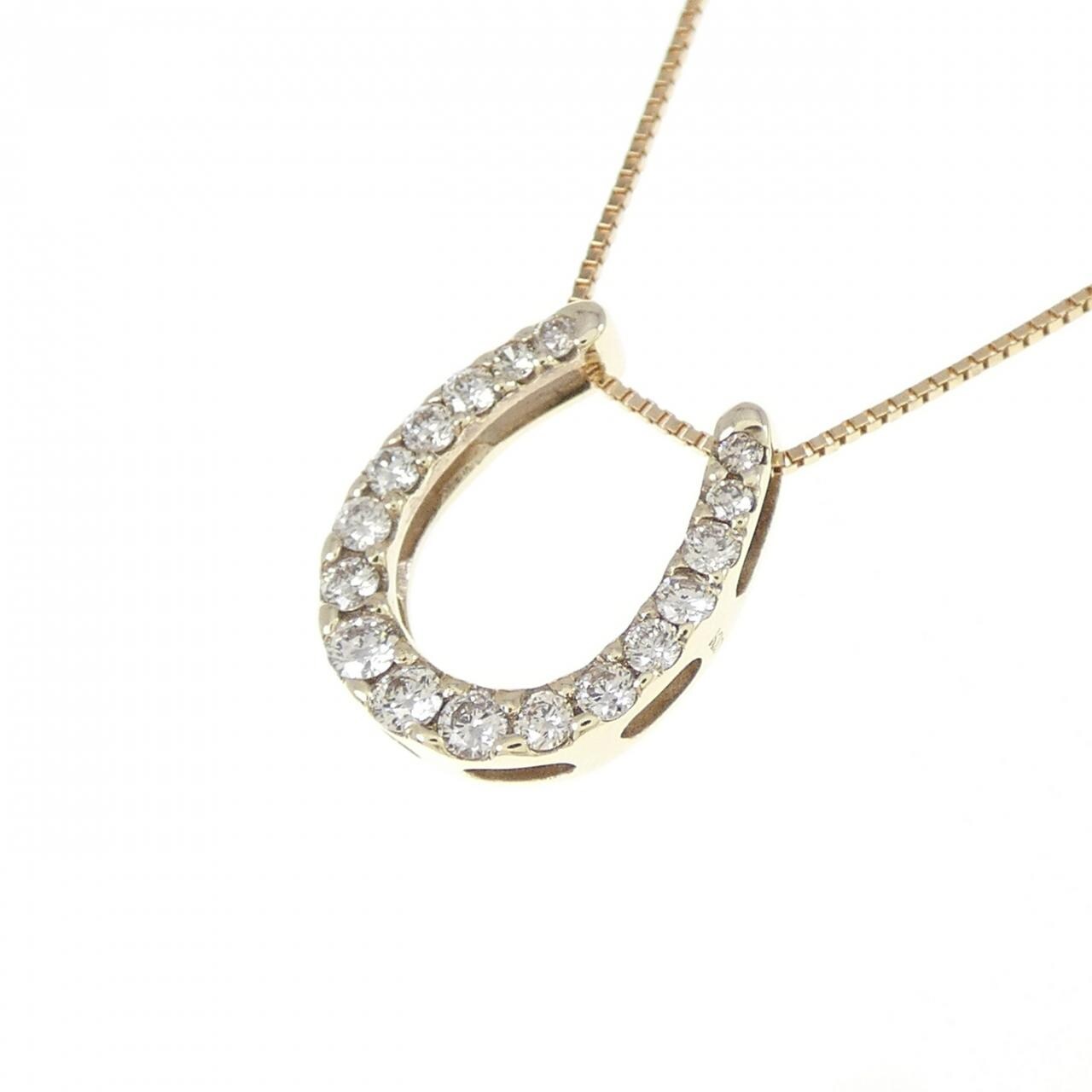 K10YG ホースシュー ダイヤモンド ネックレス 0.20CT