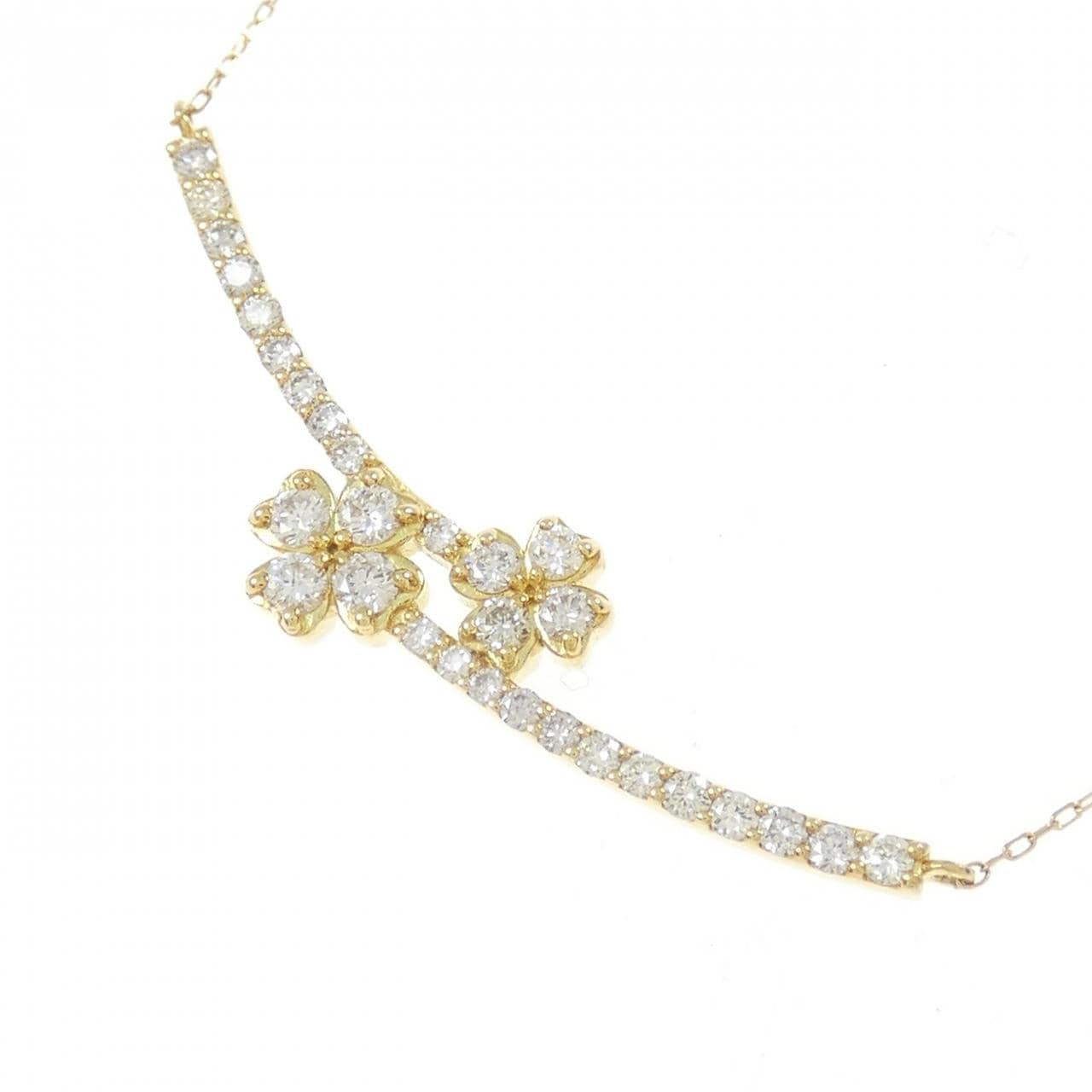 【新品】K18YG フラワー ダイヤモンド ネックレス 0.43CT