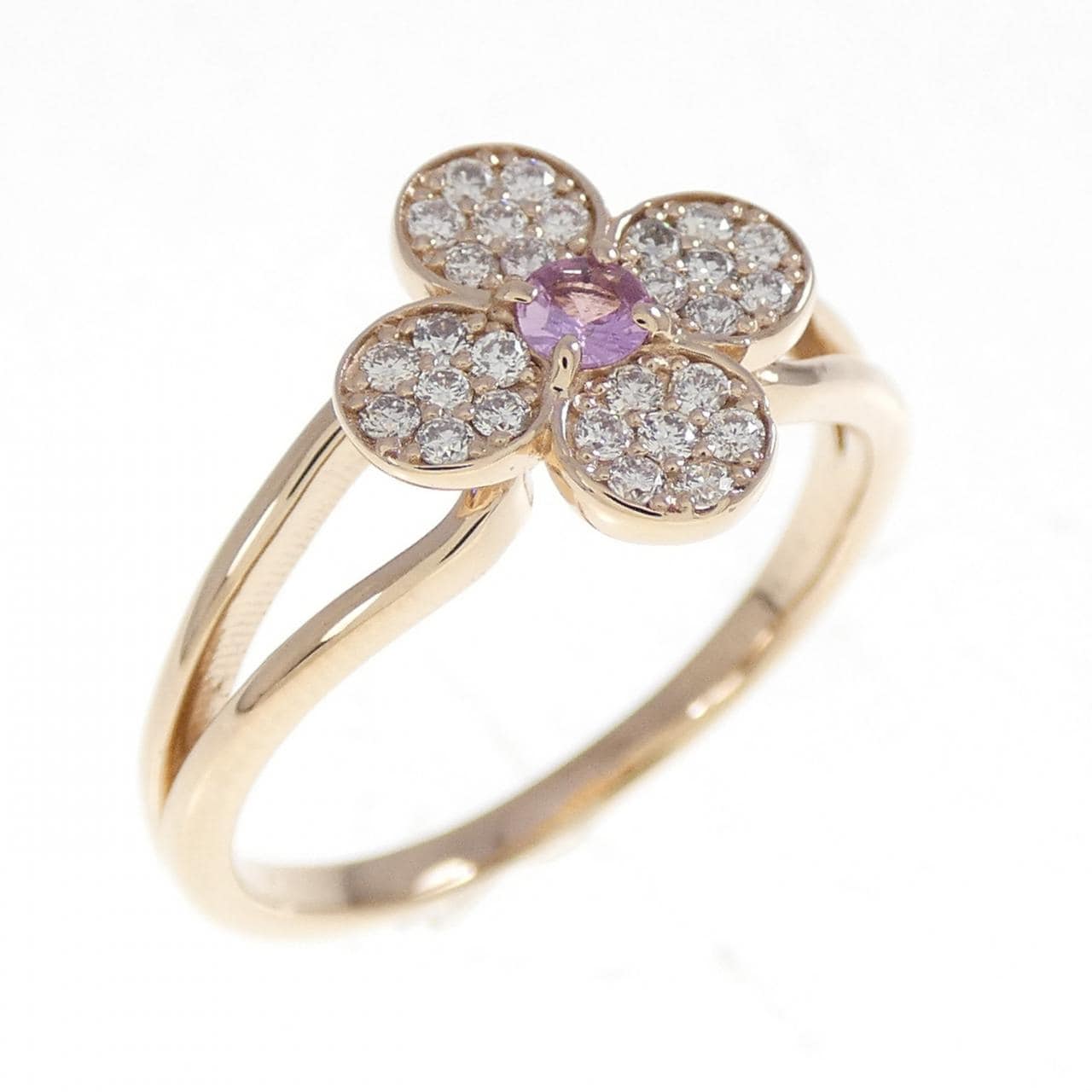 K18PG フラワー サファイヤ リング 0.08CT