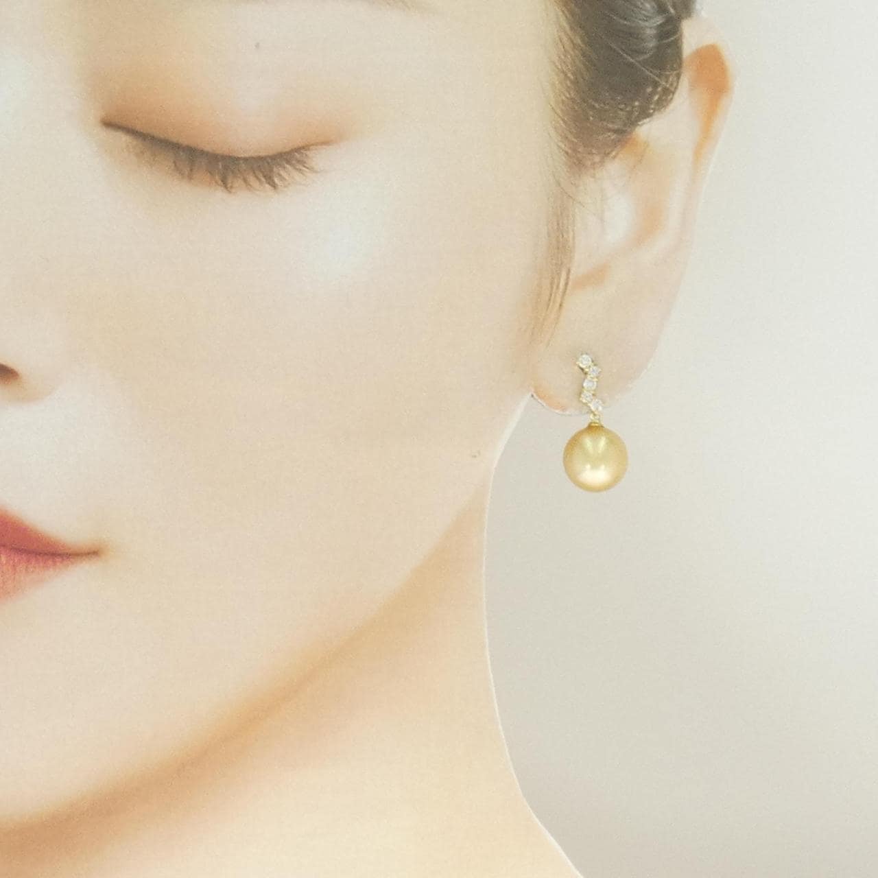 K18YG 白蝶パール ピアス 10.5mm