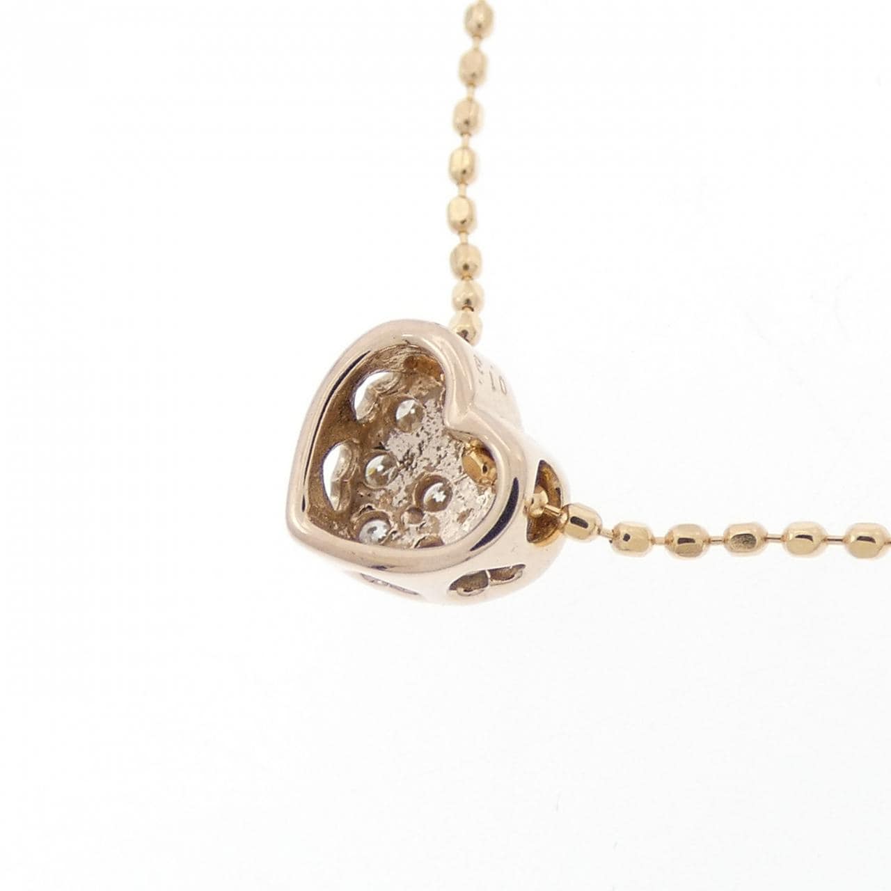 K18PG ハート パヴェ ダイヤモンド ネックレス 0.13CT