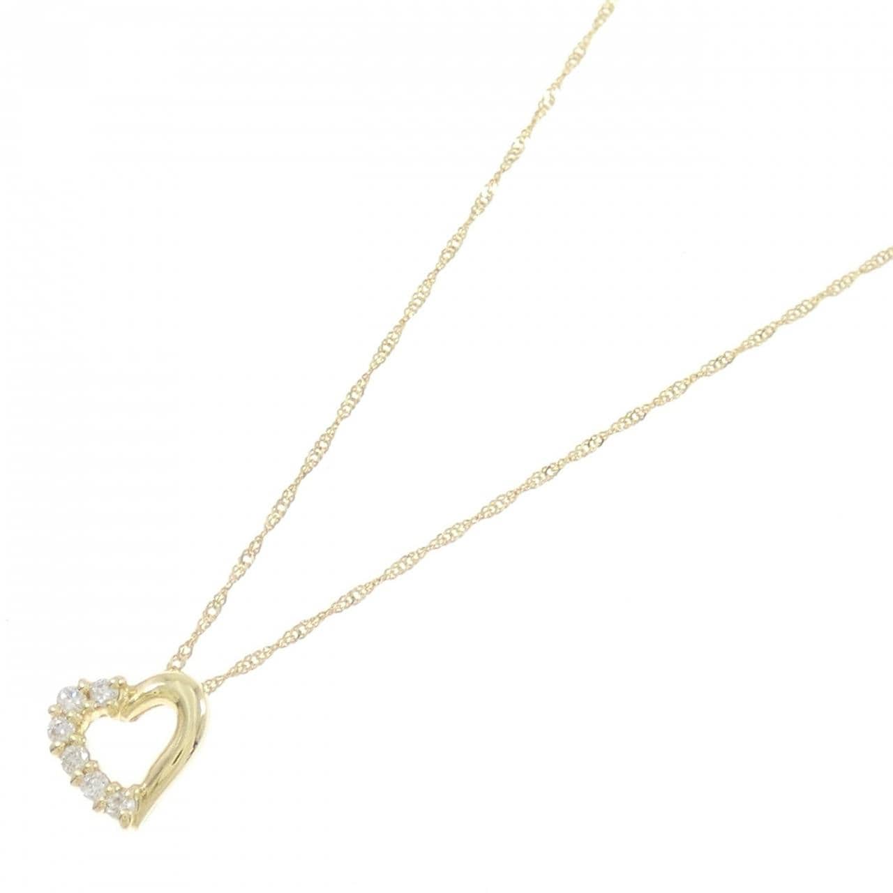 K18YG ハート ダイヤモンド ネックレス 0.09CT