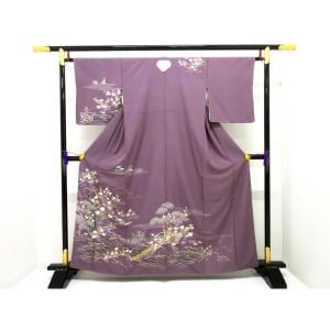 【未使用品】訪問着　友禅金彩加工　五三の桐　Ｓサイズ