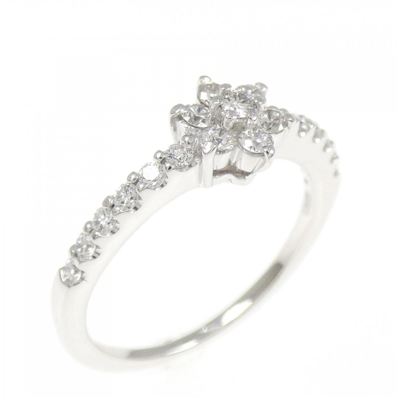 K18WG フラワー ダイヤモンド リング 0.40CT