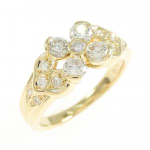 K18YG フラワー ダイヤモンド リング 0.70CT